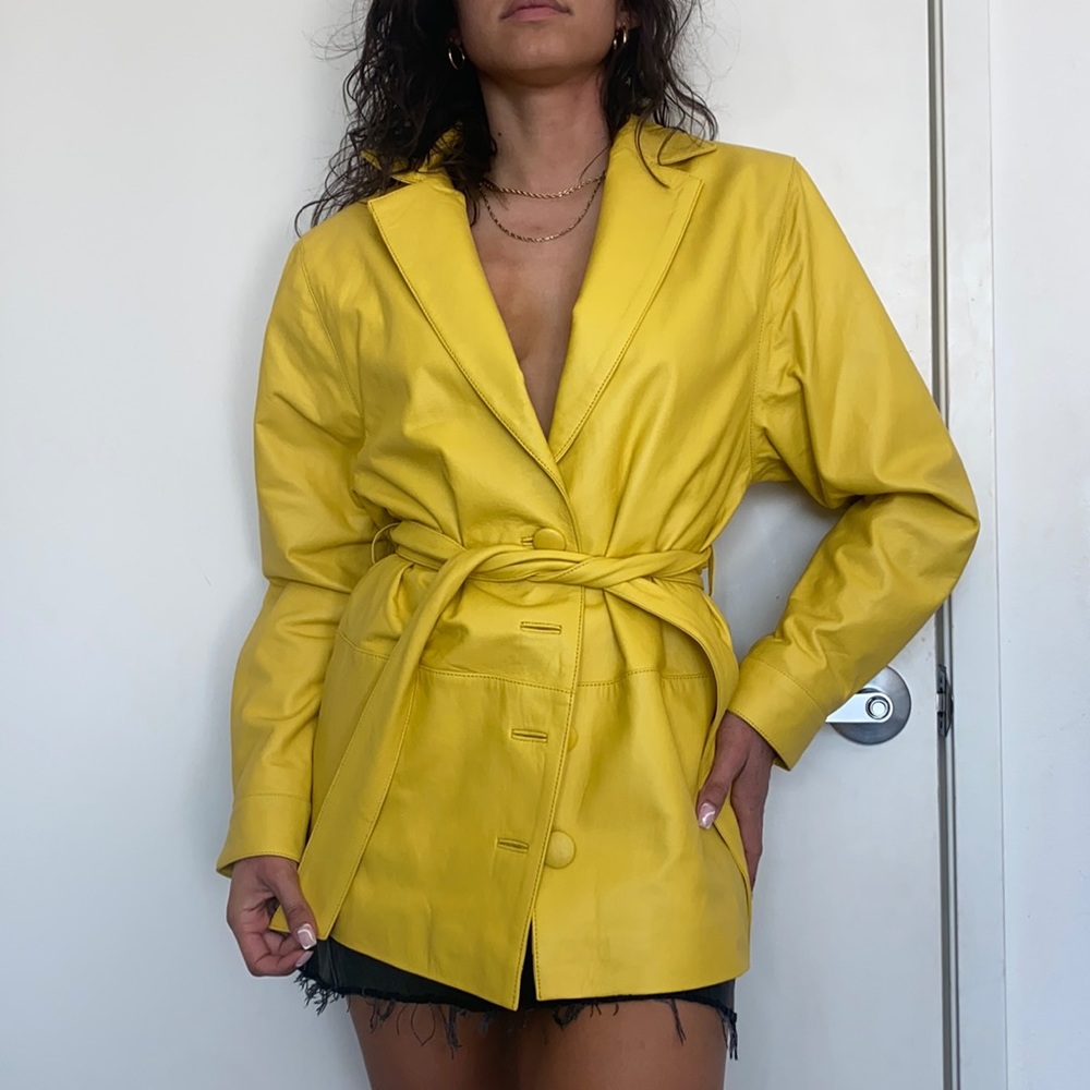 Song of Style Yellow Leather Blazer 💛